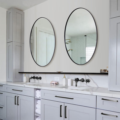 ANDY STAR Modern 24 x 36 Inch Oval Wall Hanging Bathroom Mirror, Black(Open Box) - VMInnovations