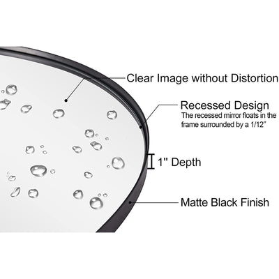 ANDY STAR Modern 20" x 28" Oval Wall Hanging Bathroom Mirror, Matte Black (Used) - VMInnovations