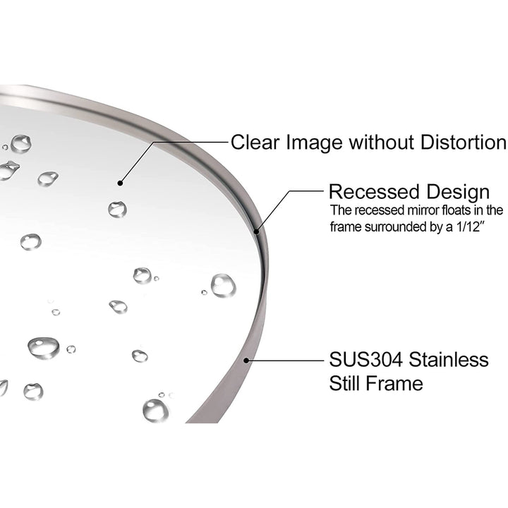 ANDY STAR 24 x 36 Inch Oval Hanging Bathroom Mirror, Polished Silver (Open Box) - VMInnovations