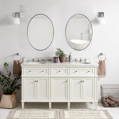 ANDY STAR 24 x 36 Inch Oval Hanging Bathroom Mirror, Polished Silver (Open Box) - VMInnovations