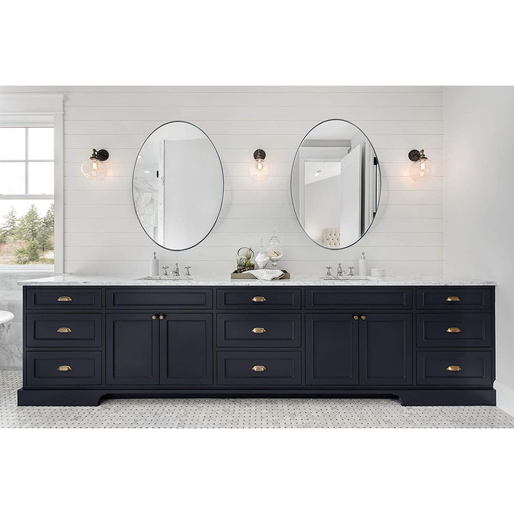 ANDY STAR 24 x 36 Inch Oval Hanging Bathroom Mirror, Polished Silver (Open Box) - VMInnovations
