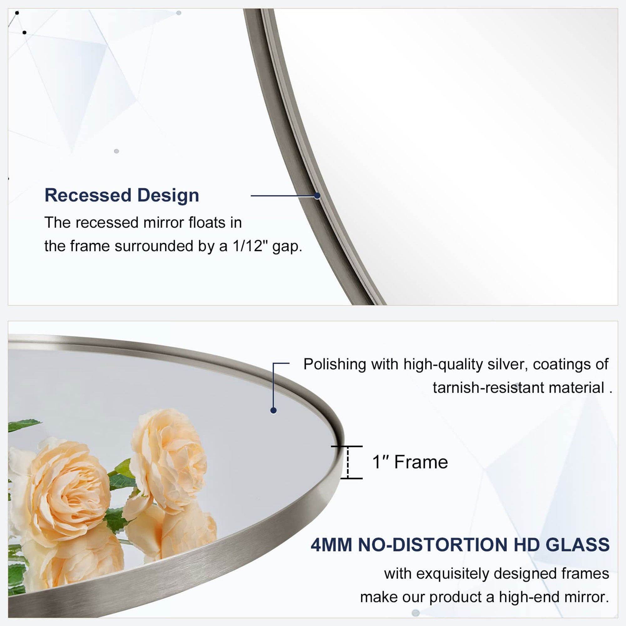 ANDY STAR Modern 24 x 36 Inch Oval Wall Hanging Bathroom Mirror (Open Box) - VMInnovations