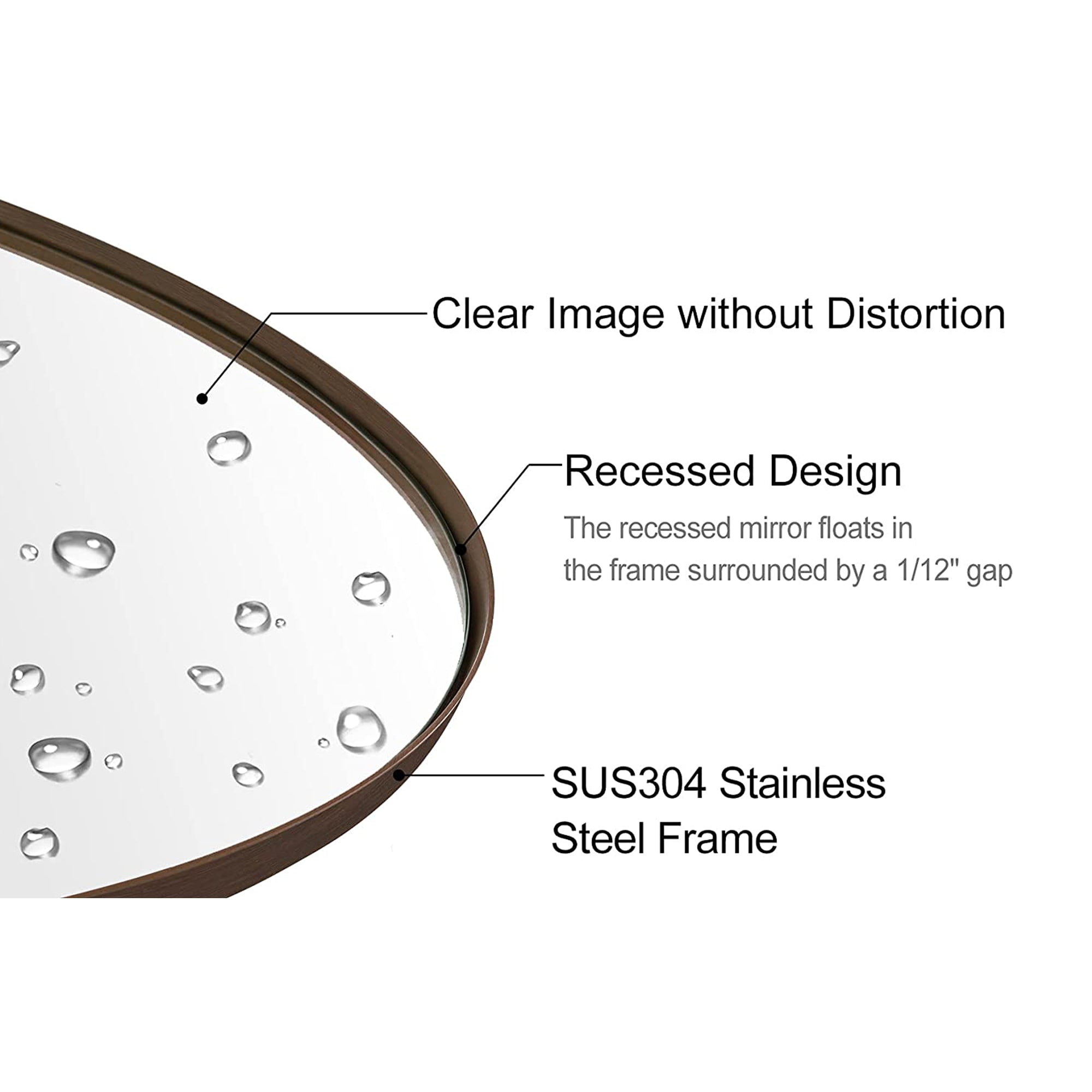 ANDY STAR Modern 22'x30' Oval Wall Hanging Bathroom Mirror, Brushed Bronze(Used) - VMInnovations
