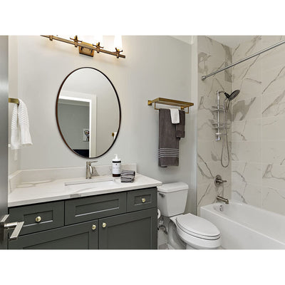 ANDY STAR Modern 22'x30' Oval Wall Hanging Bathroom Mirror, Brushed Bronze(Used) - VMInnovations