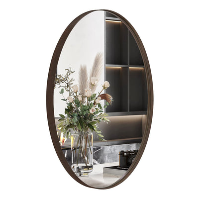 ANDY STAR Modern 24 x 36 Inch Oval Wall Hanging Bathroom Mirror, Brushed Bronze