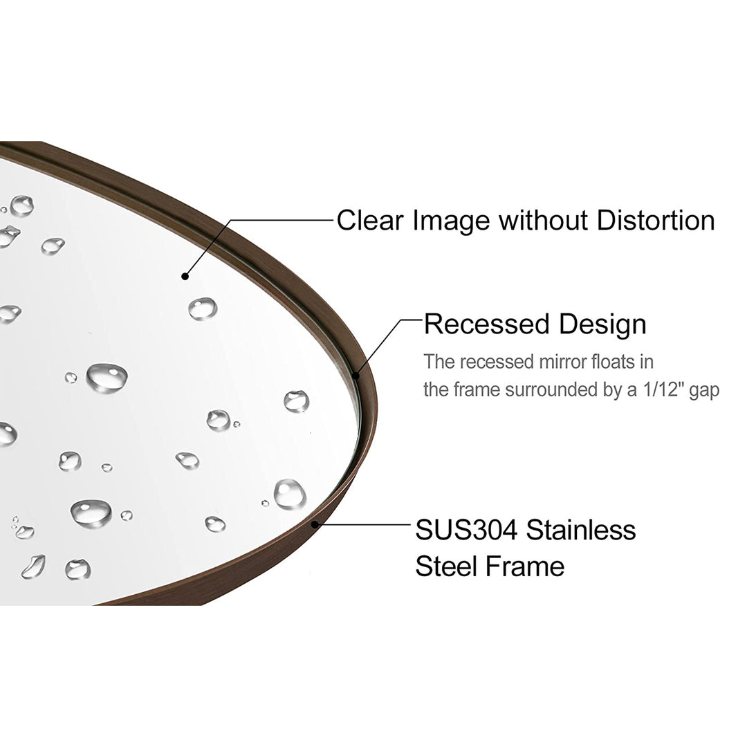 Modern 24 x 36 Inch Oval Wall Hanging Bathroom Mirror, Brushed Bronze (Used) - VMInnovations