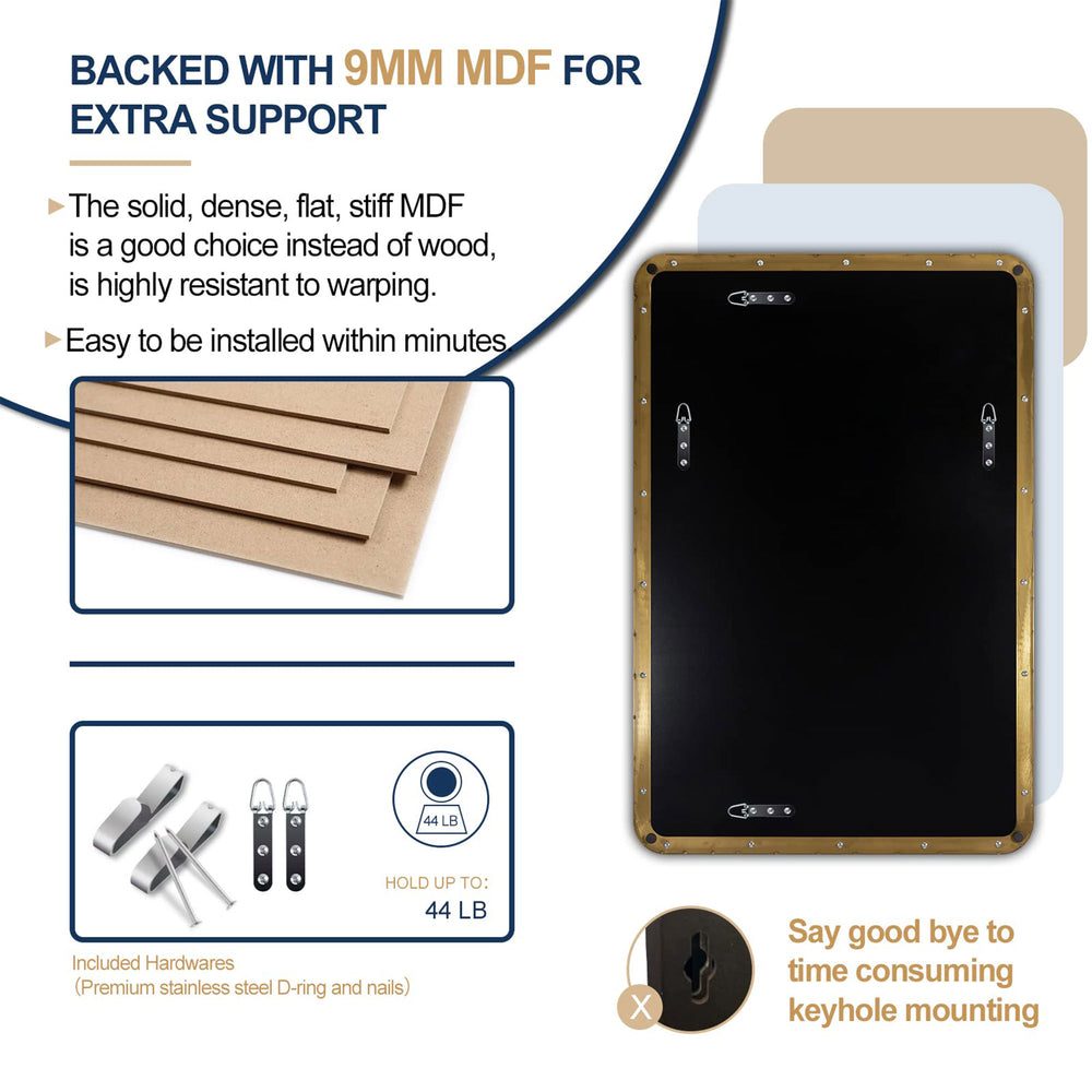 ANDY STAR 24"x36" Rectangular Deep Metal Frame Hanging Wall Mirror, Gold (Used) - VMInnovations