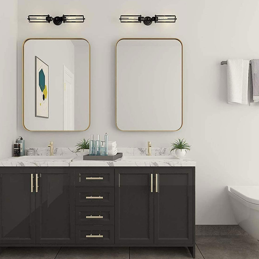 ANDY STAR 24"x36" Rectangular Deep Metal Frame Hanging Wall Mirror, Gold (Used) - VMInnovations