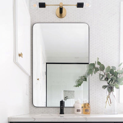 ANDY STAR 24 x 36 Inch Rectangular Hanging Deep Metal Frame Wall Mirror, Black