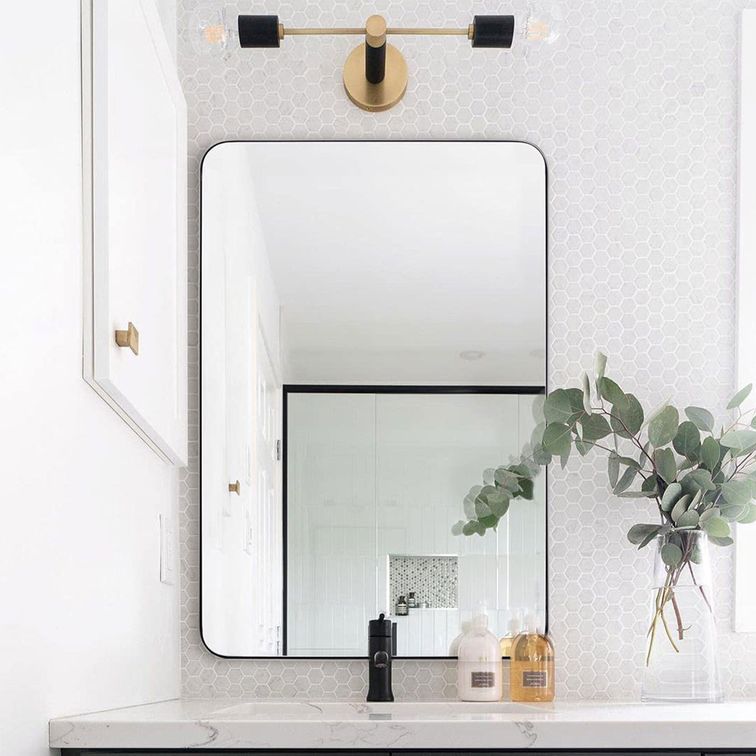 ANDY STAR 24 x 36 Inch Rectangular Hanging Deep Metal Frame Wall Mirror (Used) - VMInnovations