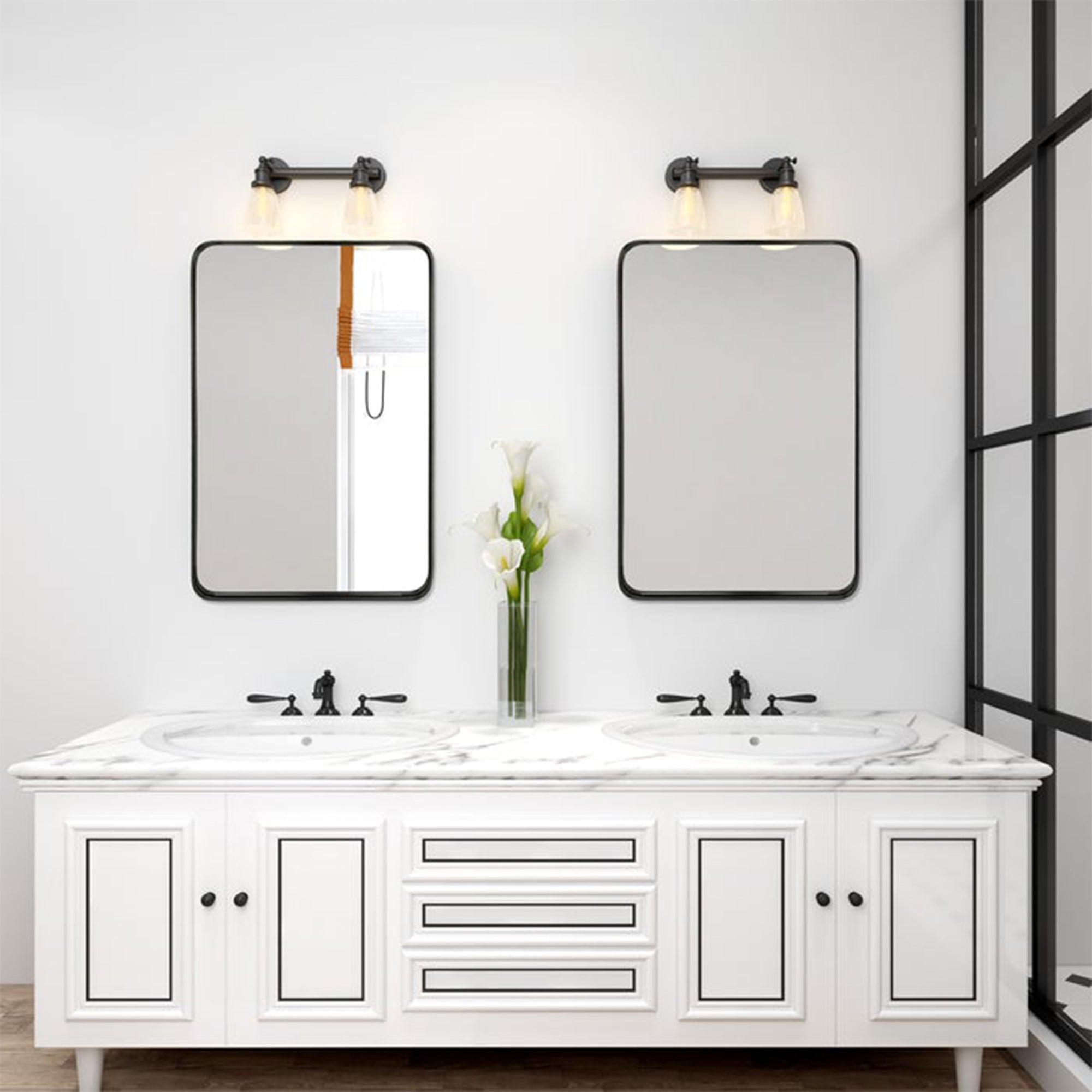 ANDY STAR 22"x30" Rectangular Hanging Bathroom Mirror, Matte Black (For Parts) - VMInnovations