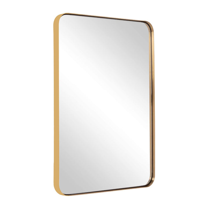 ANDY STAR 24 x 36 In Rectangular Hanging Metal Frame Mirror, Brushed Gold (Used)