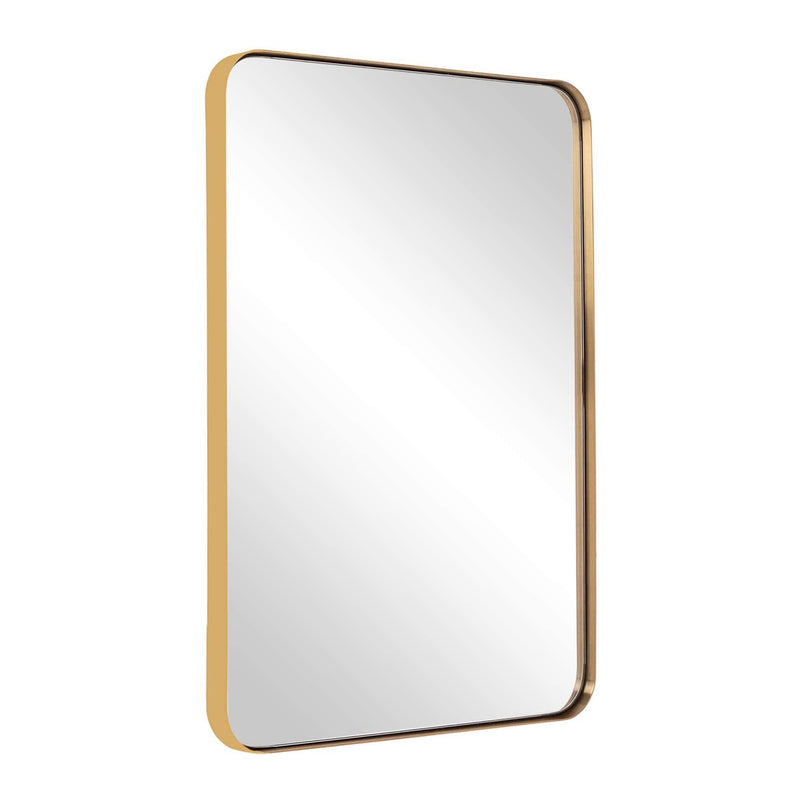ANDY STAR 24 x 36 Inch Rectangular Hanging Metal Frame Wall Mirror, Brushed Gold