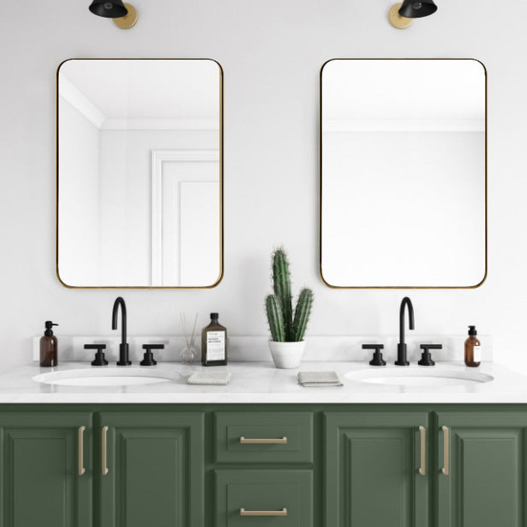 ANDY STAR 24 x 36 In Rectangular Hanging Metal Frame Mirror, Brushed Gold (Used) - VMInnovations