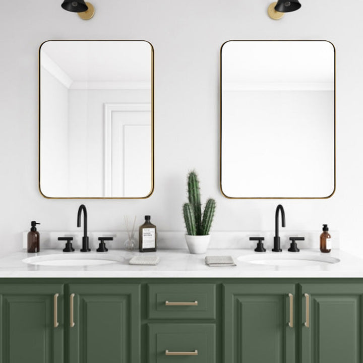 ANDY STAR 24 x 36 In Rectangular Hanging Metal Frame Mirror, Brushed Gold (Used) - VMInnovations