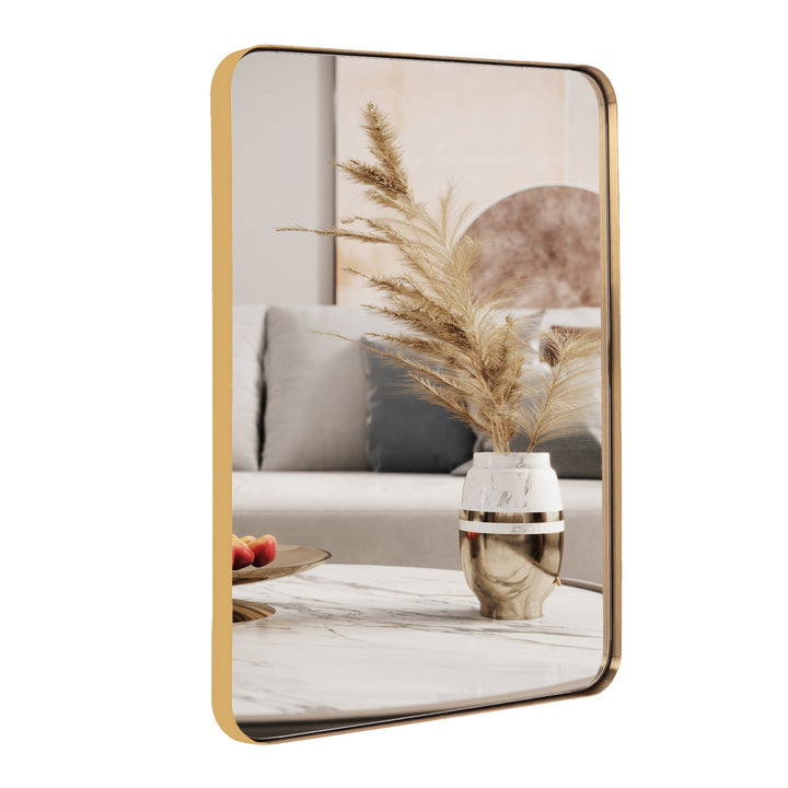 ANDY STAR 24 x 36 In Rectangular Hanging Metal Frame Mirror, Brushed Gold (Used) - VMInnovations