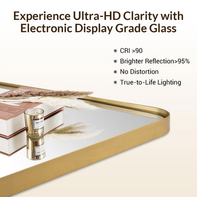 ANDY STAR Modern 22"x30" Rectangular Hanging Bathroom Mirror, Brushed Gold(Used) - VMInnovations
