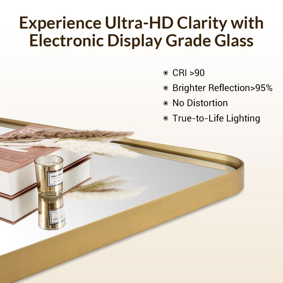 Modern 22 x 30 Inch Rectangular Hanging Bathroom Mirror, Brushed Gold (Open Box) - VMInnovations