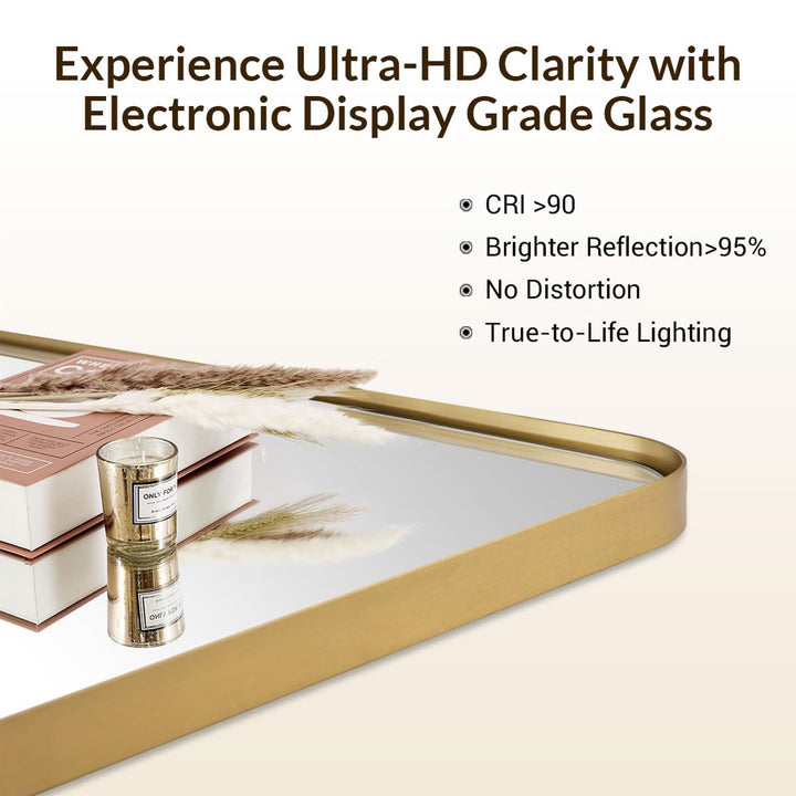 Modern 22 x 30 Inch Rectangular Hanging Bathroom Mirror, Brushed Gold (Open Box) - VMInnovations