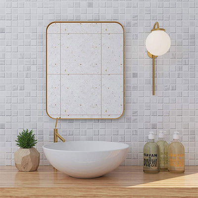 Modern 22 x 30 Inch Rectangular Hanging Bathroom Mirror, Brushed Gold (Open Box)