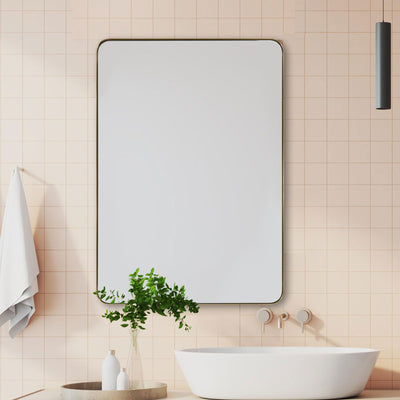 ANDY STAR Modern 22"x30" Rectangular Hanging Bathroom Mirror, Brushed Gold(Used) - VMInnovations