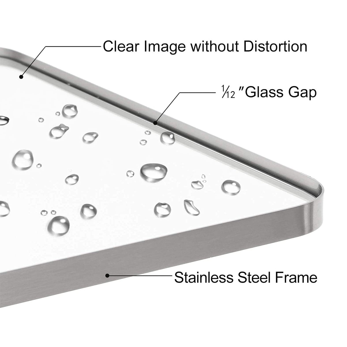 ANDY STAR Modern 24 x 36 In Rectangular Hanging Bathroom Mirror, Brushed Nickel