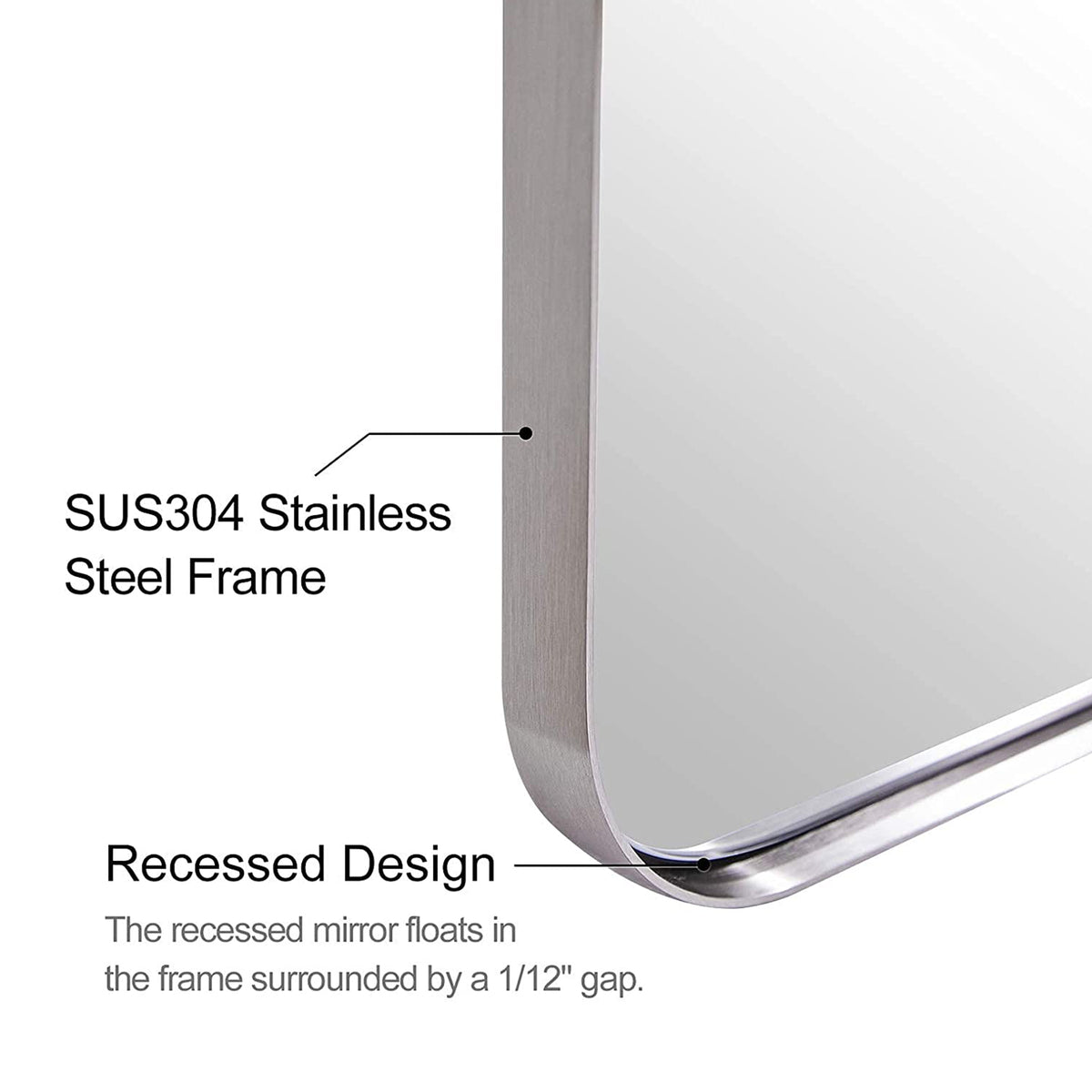 ANDY STAR Modern 24 x 36 In Hanging Bathroom Mirror, Brushed Nickel (Open Box)