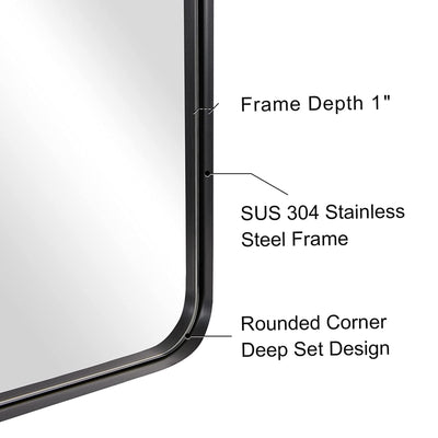 ANDY STAR  16 x 20 Inch Rectangular Hanging Bathroom Vanity Mirror, Black (Used) - VMInnovations