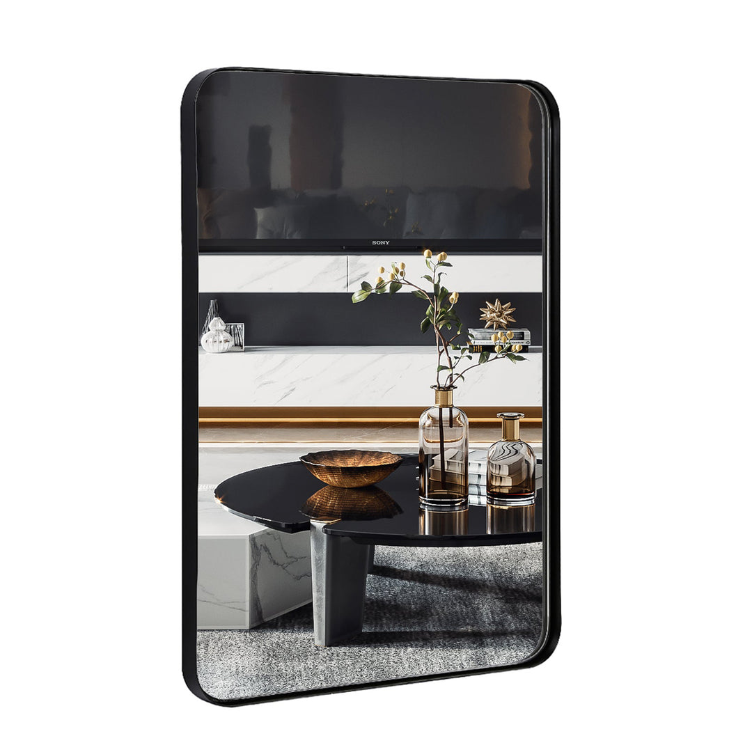 ANDY STAR  16 x 20 Inch Rectangular Hanging Bathroom Vanity Mirror, Black (Used) - VMInnovations