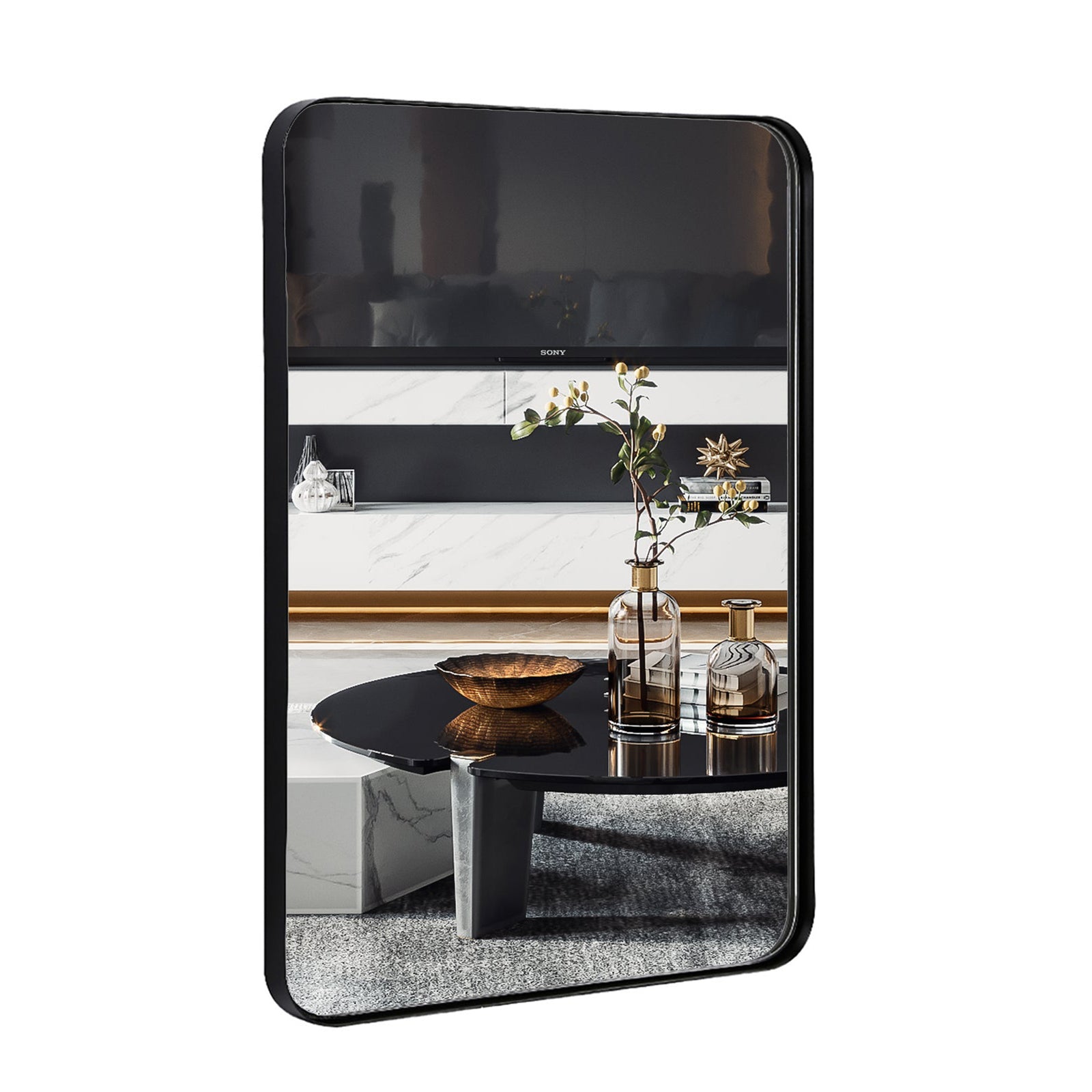 ANDY STAR  16 x 20 Inch Rectangular Hanging Bathroom Vanity Mirror, Black (Used) - VMInnovations