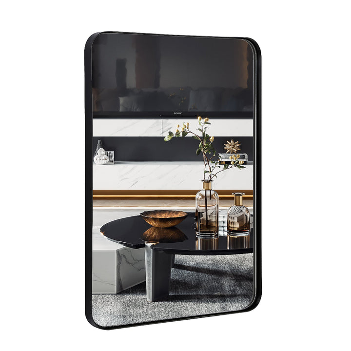 ANDY STAR  16 x 20 Inch Rectangular Hanging Bathroom Vanity Mirror, Black (Used) - VMInnovations