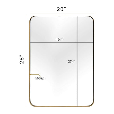 ANDY STAR Modern 20 x 28 Inch Rectangular Hanging Bathroom Vanity Mirror, Gold