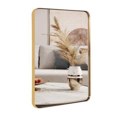 ANDY STAR Modern 20 x 28 Inch Rectangular Hanging Bathroom Vanity Mirror, Gold
