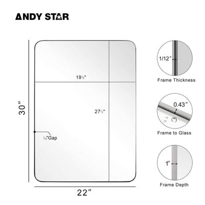 Modern 22 x 30 In Rectangular Hanging Bathroom Mirror, (Open Box) - VMInnovations