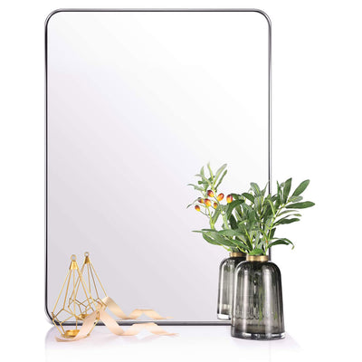 ANDY STAR 24 x 36 Inch Rectangular Hanging Deep Metal Frame Wall Mirror, Chrome