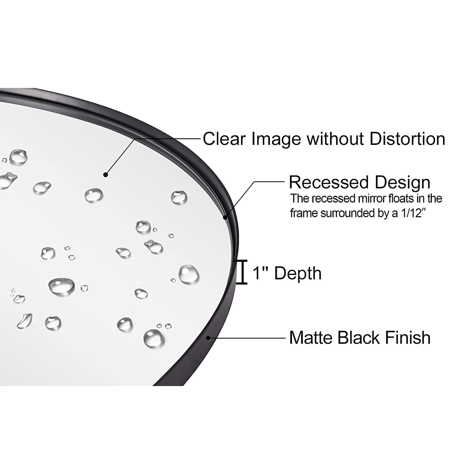 ANDY STAR Modern 20 x 33 Inch Oval Wall Bathroom Mirror, Matte Black (Open Box) - VMInnovations