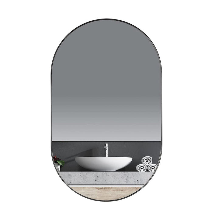 ANDY STAR Modern 20 x 33 Inch Oval Wall Bathroom Mirror, Matte Black (Open Box)