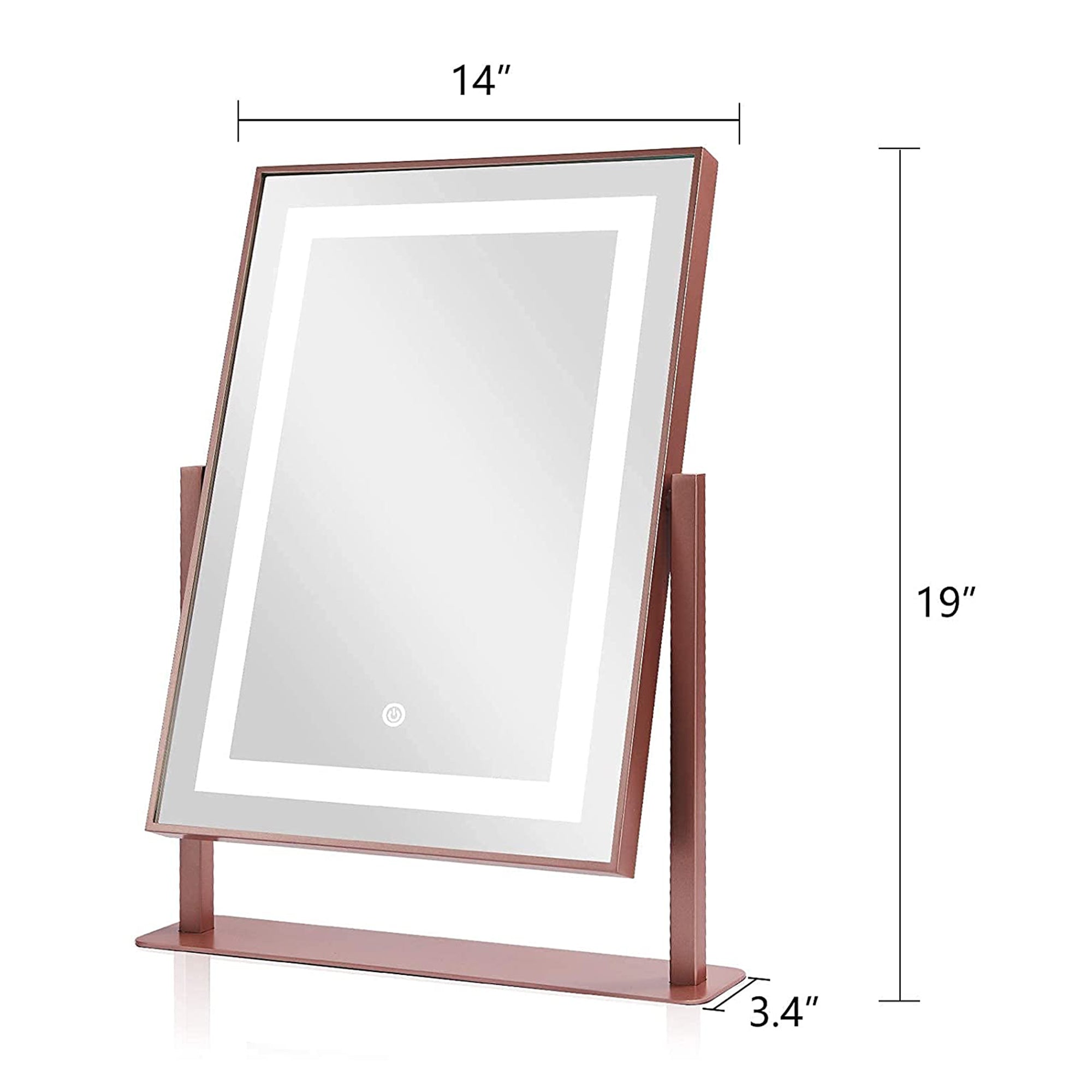 ANDY STAR 14 x 19 Inch Tabletop Mount Vanity Mirror with 2 Lighting Modes, Pink - VMInnovations