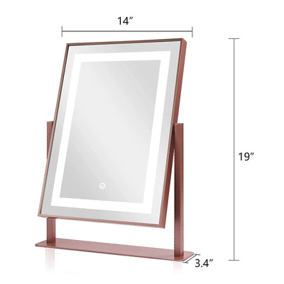 ANDY STAR 14 x 19 Inch Tabletop Mount Vanity Mirror with 2 Lighting Modes, Pink - VMInnovations