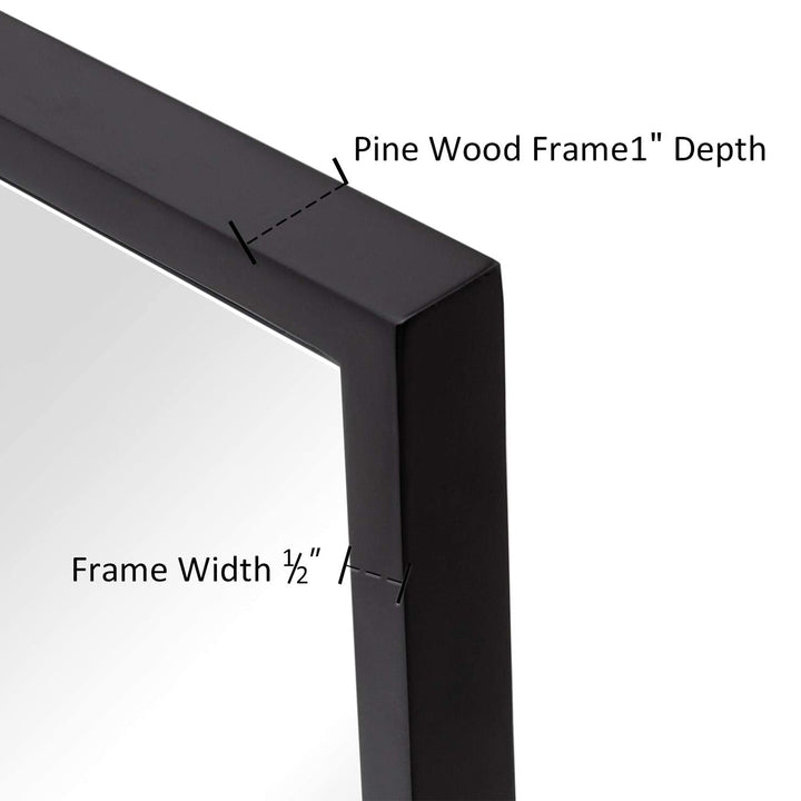 Modern 20 x 28 Inch Rectangular Hanging Bathroom Vanity Mirror, Black (Used) - VMInnovations