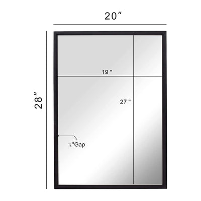 Modern 20 x 28 Inch Rectangular Hanging Bathroom Vanity Mirror, Black (Used) - VMInnovations