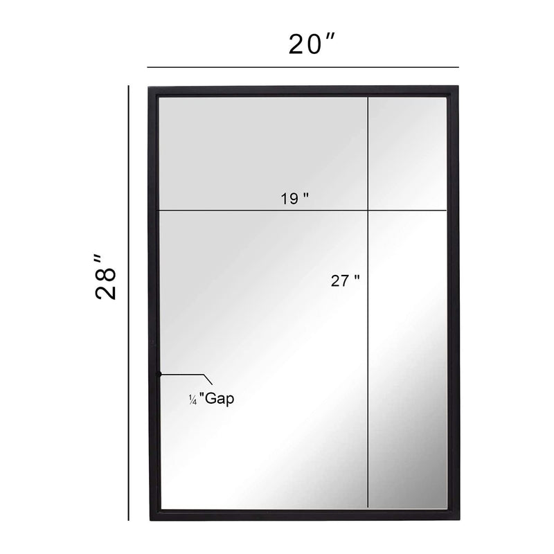 Modern 20 x 28 Inch Rectangular Hanging Bathroom Vanity Mirror, Black (Used)