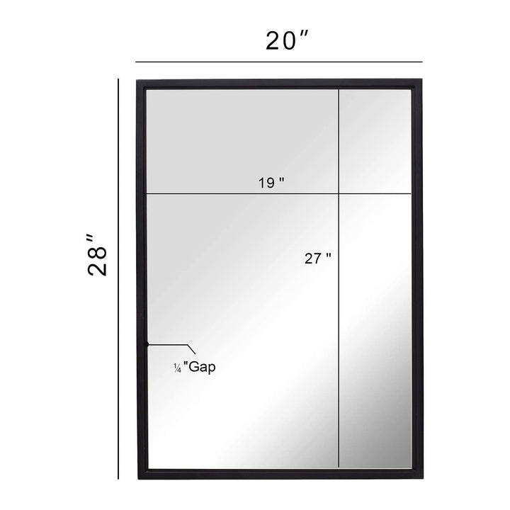 Modern 20 x 28 Inch Rectangular Hanging Bathroom Vanity Mirror, Black (Used) - VMInnovations