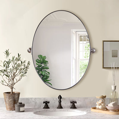 Moon Mirror Modern Oval Wall Pivot Steel Bathroom Mounted Mirror (Open Box) - VMInnovations