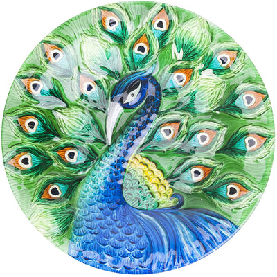 Panacea 82905 Plastic Resin Vintage Style Metal Peacock Glass Bird Bath w/ Stand - VMInnovations