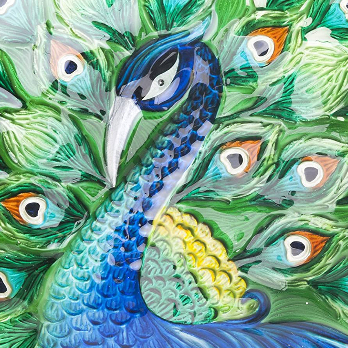 Panacea 82905 Plastic Resin Vintage Style Metal Peacock Glass Bird Bath w/ Stand - VMInnovations