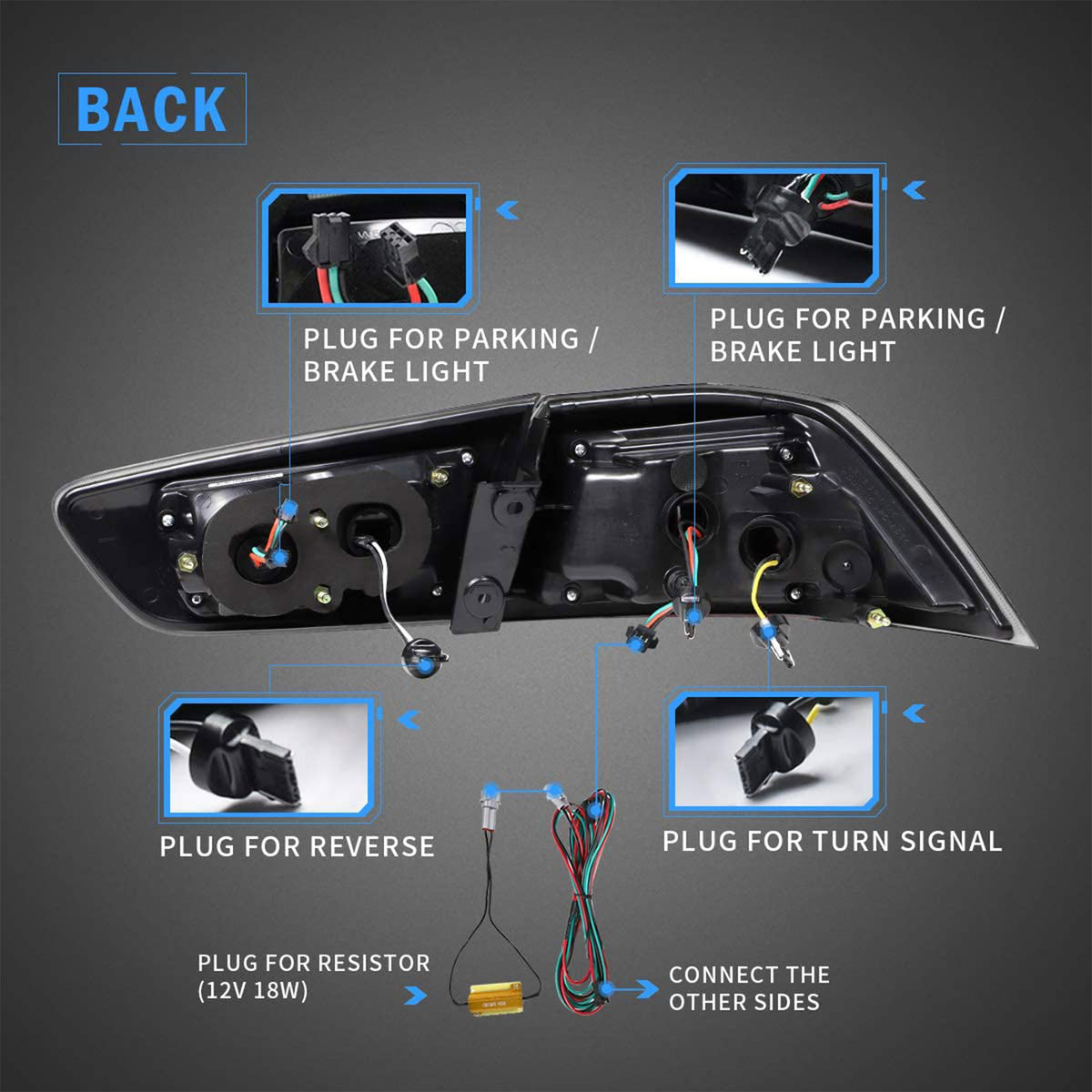 Vland YAB-YS-0155B LED Taillights for 2008-2020 Mistubishi Lancer, Tinted, Pair