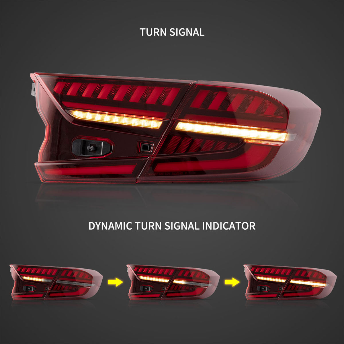 Vland YAB-HD-0307 LED Taillights w/ Turn Signals for 2018-20 Honda Accord, Pair - VMInnovations