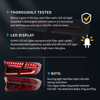 Vland YAB-HD-0307 LED Taillights w/ Turn Signals for 2018-20 Honda Accord, Pair - VMInnovations
