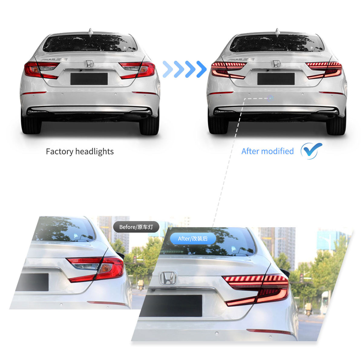 Vland YAB-HD-0307 LED Taillights w/ Turn Signals for 2018-20 Honda Accord, Pair - VMInnovations